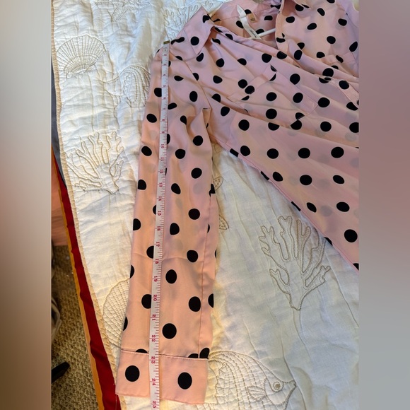 NY Collection Blush Button-Down with Black Dots - Picture 9 of 16